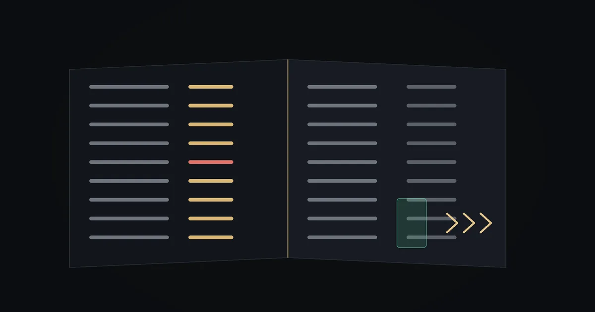 Dark illustration: an open price book with rows of prices and a multiplier applied to one column