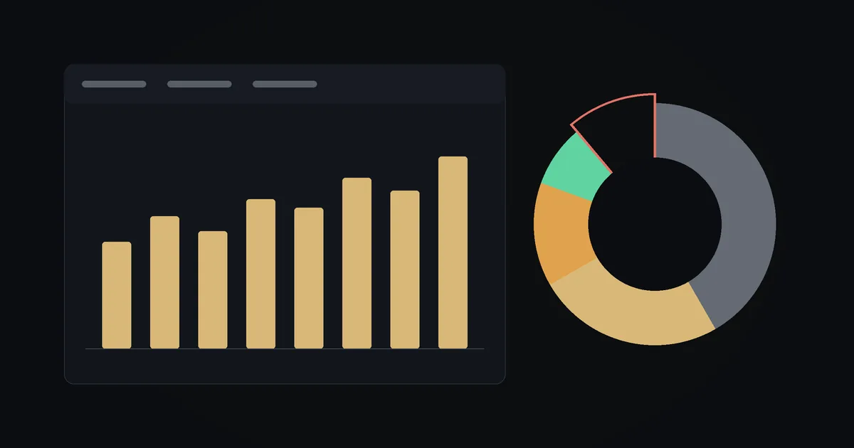 Dark illustration: a profit report bar chart and a donut chart with one cost slice missing and outlined in red